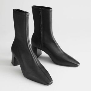 & Other Stories Black Leather Sock Boot